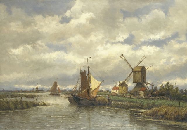 Koekkoek G.J.  | Old water mill, Ankeveen, oil on canvas 55.3 x 79.0 cm, signed l.l. and dated 1892