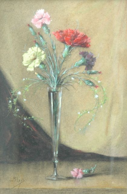Bleijs J.C.  | Carnations, charcoal and pastel on cardboard 53.7 x 37.3 cm, signed l.l.