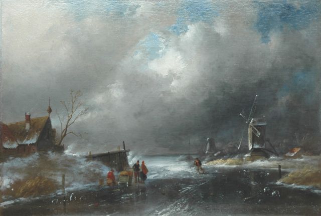 Leickert C.H.J.  | Approaching storm, oil on panel 28.1 x 41.3 cm, signed l.r.