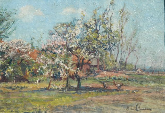 Lehmann A.E.F.  | Blossoming orchard, Rouge Cloítre, Belgium, oil on canvas 34.8 x 51.7 cm, signed l.r.