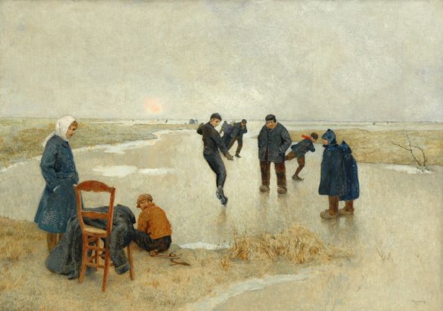 Louis Albert Roessingh | Skaters on the ice, oil on canvas, 59.2 x 84.2 cm, signed l.r.