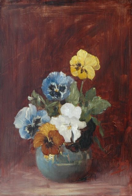 Hobbe Smith | Violets in a blue vase, oil on panel, 33.1 x 22.6 cm, signed l.r.
