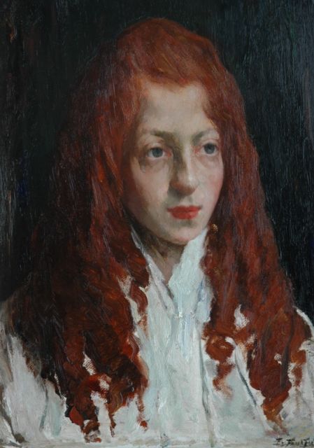 Eduard Frankfort | Girl with red hair, oil on board, 48.5 x 35.5 cm, signed l.r.