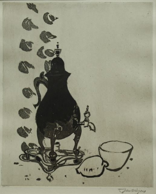 Wiegers J.  | A still life with coffee urn, aquatint 35.0 x 28.0 cm, signed l.r. with stamp