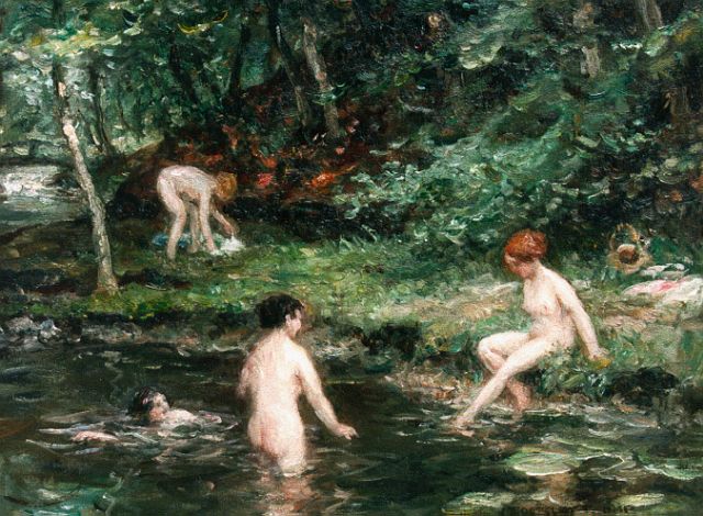 Jan Zoetelief Tromp | Women bathing, oil on canvas, 40.9 x 50.2 cm, signed l.r.