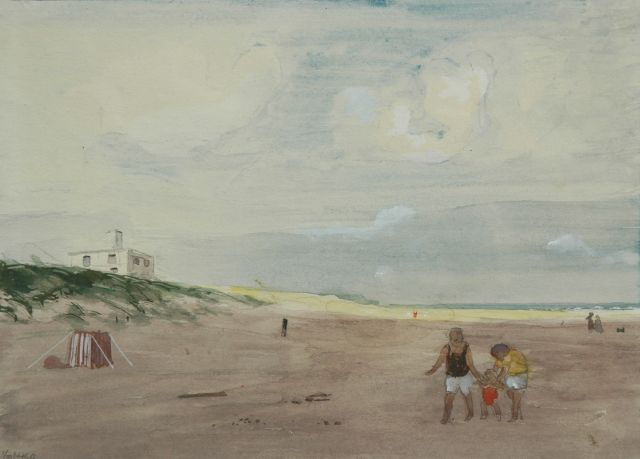 Harm Kamerlingh Onnes | At the beach, watercolour on paper, 20.0 x 27.5 cm, signed l.l. with monogram and dated '60