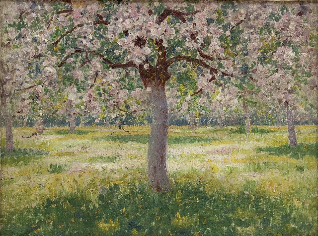 Lefebvre A.  | Blossoming trees, oil on canvas laid down on board 25.9 x 34.0 cm, signed l.r. and dated 1915