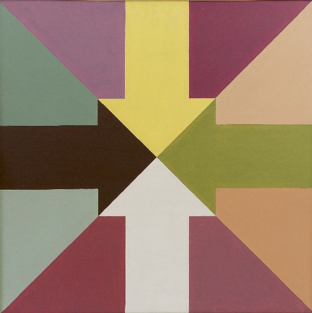 Theo Stiphout | 4 arrows, oil on board, 60.3 x 60.3 cm, signed on the reverse and dated '76 on the reverse