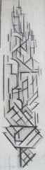Leusden W. van - Composition (Dom tower), charcoal and chalk on paper 97 x 27.5 cm, signed l.l. and dated 1921