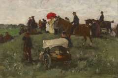 Akkeringa J.E.H. - At the horseraces on Clingendael, oil on panel 16.5 x 25 cm, signed l.r. and painted ca. 1898