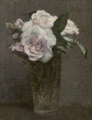 Fantin-Latour I.H.J.T. - Roses in a glass vase, oil on canvas 28.3 x 21.8 cm, signed l.r. and painted '72