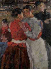 Israels I.L. - Women in a dance hall on the Zeedijk, Amsterdam, oil on canvas 97.5 x 74.5 cm, signed l.l. and painted circa 1892-1893