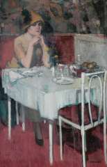 Hem P. van der - Café de Paris, oil on canvas 88 x 57.3 cm, signed l.r.