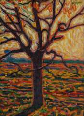 Gestel L. - A tree in autumn, oil on canvas laid down on board 52.4 x 38.5 cm, signed u.r. and painted ca. 1909-1910