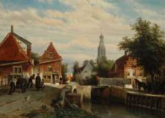 Springer C. - A view on the Staaleversgracht in Enkhuizen, oil on panel 36.2 x 50 cm, signed l.l. and dated 1866