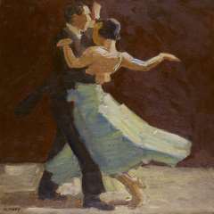 Maks C.J. - A dancing couple, oil on canvas 62.6 x 62.5 cm, signed l.l.