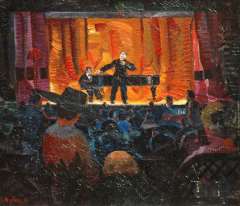 Bieling H.F. - The Cabaret Artistique of J.L. Pisuisse, oil on canvas 46.2 x 53.5 cm, signed l.l.