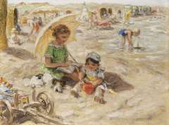 Zoetelief Tromp J. - A day at the beach, oil on canvas 30 x 40 cm, signed l.r. and on the reverse