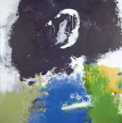 Diederen J. - The Moon III, acrylic on canvas 110 x 110 cm, signed on the reverse and dated '92 on the reverse