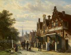 Springer C. - A fantasy town view of de Buren, Makkum,, oil on panel 44.8 x 57.3 cm, signed l.r. and dated 1871