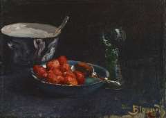 Blommers B.J. - Still life with strawberries and a wine glass, oil on canvas 28.8 x 40 cm, signed l.r. and painted ca. 1880