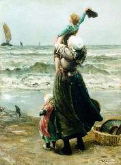 Blommers B.J. - Waving father goodbye, oil on canvas 76 x 58.2 cm, signed l.r.