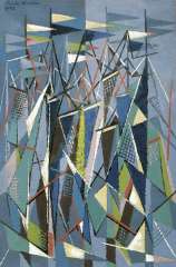 Hunziker F. - Masts and sails, oil on canvas 90.3 x 60.5 cm, signed u.l. and dated 9/47