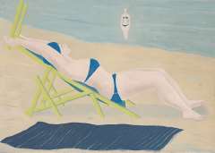 Erfman F.G. - Sunbather, oil on canvas 50 x 70.4 cm, signed l.l. with monogram and dated 1958