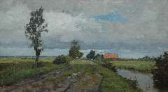 Tholen W.B. - Landscape near Kampen, oil on canvas laid down on panel 29,5 x 53 cm, signed l.c. and painted '21
