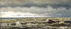 Mesdag H.W. - Lifeboat in the surf, oil on canvas 44.4 x 103.5 cm, signed l.l. and dated 1869