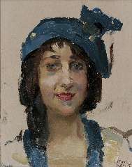 Israels I.J. - Smiling young woman, oil on panel 27 x 21.3 cm, signed l.r.