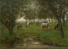 Mondriaan P.C. - Cattle in an orchard, oil on canvas 50.2 x 69.3 cm, signed l.l. and painted 1902-1903