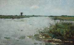 Mesdag-van Calcar G. - Lake by Kortenhoef, oil on panel 31.2 x 50 cm, signed l.l.