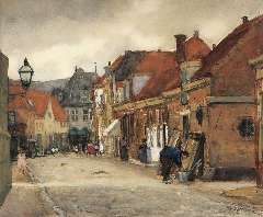 Arntzenius P.F.N.J. - A street in Hoorn with the Kaaswaag in the distance, watercolour on paper 39 x 46.5 cm, signed l.r. and painted in August 1905