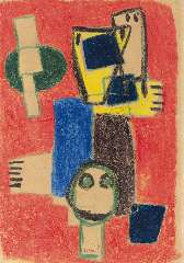 Appel C.K. - Playing children, wax crayons on paper 30.2 x 20.3 cm, signed l.c. and l.r. and dated '48