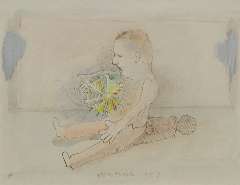 Westerik J. - Kind met feestster, inkt, krijt, aquarel en dekwit op Japans papier 21,1 x 27 cm, gesigneerd m.o. en m.o. onder passe-partout and gedateerd 1977