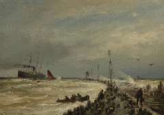 Dommelshuizen C.C. - Shipping near Hoek van Holland, oil on panel 23.6 x 33.1 cm, signed l.l. and dated 1891