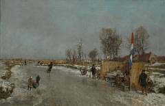 Mastenbroek J.H. van - Winter fun on a Dutch canal, oil on canvas 47.2 x 71.2 cm, signed l.r. and dated 1933