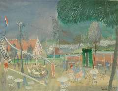 Rozendaal W.J. - Speeltuin op Voorne, gouache op papier 40 x 51,2 cm, gesigneerd r.o. and gedateerd 'Voorne 1939'