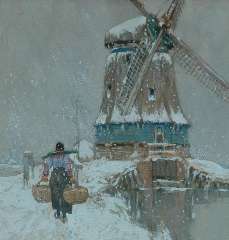 Cassiers H. - Windmill in Volendam, watercolour on paper 23.5 x 22,5 cm, signed l.l. and executed ca. 1917
