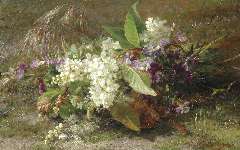 Sande Bakhuyzen G.J. van de - A still life of flowering springs and violets, oil on panel 22.9 x 36.3 cm, signed l.r.