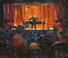 Bieling H.F. - The Cabaret Artistique of J.L. Pisuisse, oil on canvas 46.2 x 53.5 cm, signed l.l.