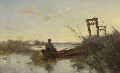 Gabriel P.J.C. - Fisherman in a Dutch landscape, oil on canvas 29 x 46.4 cm, signed l.r. and painted ca. 1875