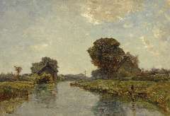 Gabriel P.J.C. - A canal near Kortenhoef, oil on canvas 38.8 x 54.8 cm, signed l.l.