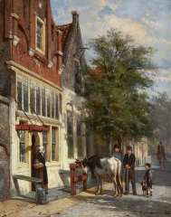 Springer C. - Streetscene in Monnickendam, oil on canvas 25.1 x 19.8 cm, signed l.r. and dated '80