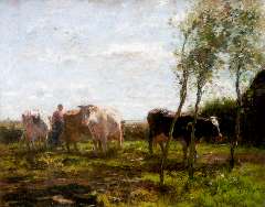 Maris W. - Milking time, oil on canvas 63 x 78.3 cm, signed l.l.