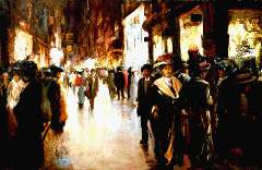 Helfferich F.W. - ‘De Venestraat’ at night, The Hague, oil on canvas 65.3 x 100.5 cm