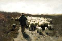 Mauve A. - A shepherd with his flock, oil on canvas 65 x 96.5 cm, signed l.r.