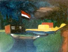 Wijngaerdt P.T. van - A landscape with a flag, oil on canvas 59.2 x 75.3 cm, painted circa. 1917 and te dateren ca. 1917