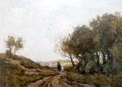Bock T.E.A. - A goatheard on a path in the dunes, oil on canvas 42.8 x 58 cm, signed l.r.
